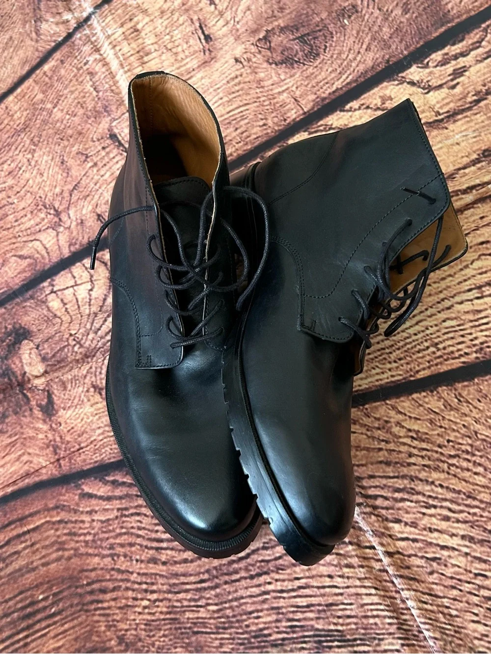 Dunross and Sons Samuel Mens Leather Plain Toe Lace Up Ankle Boots Size 10